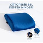 Viscotex Visco Ortopedik Bel Destek Yastığı, Ofis, Araba, Sandalye, Koltuk, Sırt Yastığı Minderi, 38X33X12 cm - Lacivert