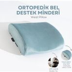 Viscotex Visco Ortopedik Bel Destek Yastığı, Ofis, Araba, Sandalye, Koltuk, Sırt Yastığı Minderi, 38X33X12 cm - Mint