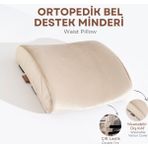 Viscotex Visco Ortopedik Bel Destek Yastığı, Ofis, Araba, Sandalye, Koltuk, Sırt Yastığı Minderi, 38X33X12 cm