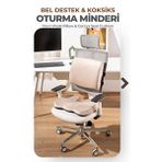 Viscotex Visco Ortopedik Oturma ve Bel Destek Minderi Seti, Sırt Yastığı ve Koksiks Minderi - 35 x 45 cm - Ekru