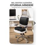 Viscotex Visco Ortopedik Oturma ve Bel Destek Minderi Seti, Sırt Yastığı ve Koksiks Minderi - 35 x 45 cm - Siyah