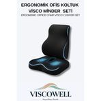 ViscoWell Oto Araç Ofis Koltuk Sandalye Sırt Bel Destek Minderi ve Visco Oturma Minderi