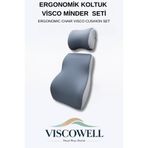ViscoWell Visco Ortopedik Ofis Koltuk Sırt Bel Destek Minderi Boyun Destek Yastığı Seti