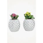 Viselia Büyük Dekoratif Saksı Çiçek Saksısı 2 Adet 1 Boy Ananas - Gümüş