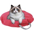 Viselia Kedi Yatağı Evcil Hayvan Kedi Minderi 65 cm Evcil Hayvan Simit Yuvarlak Yumuşak Yatak Minder - Kırmızı