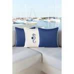 VISIONARIO Kırlent Kılıfı 45x45 3'lü Marin Set Nakışlı + Düz Su İtici Outdoor Keten Tekne Bahçe