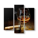Viski ve Puro Tablosu 96 x 90-3 Parçalı