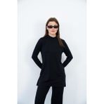 Viskon Dik Yaka Tunik -Siyah - XS