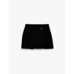 Viskon Karışımlı Düğmeli Slim Fit Kruvaze Mini Etek