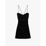 Viskon Keten Karışımlı Slim Fit Drapeli İnce Askılı Mini Elbise
