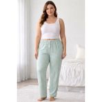 Viskon Pamuklu Kadın Büyük Beden Açık Gri Desenli Pijama Pantolon - MGB008 - Mudanis - Çok Renkli - 4XL