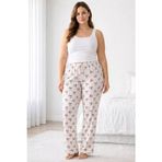 Viskon Pamuklu Kadın Büyük Beden Pudra Desenli Pijama Pantolon - Mgb009 - Mudanis