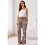 Viskon Pamuklu Kadın Gri Desenli Pijama Pantolon - Mg011 -