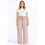 Viskon Pamuklu Kadın Gül Kurusu Çizgili Pijama Pantolon - Mg003 -
