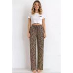 Viskon Pamuklu Kadın Leopar Desenli Pijama Pantolon - Mg005 - Mudanis