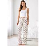 Viskon Pamuklu Kadın Pudra Desenli Pijama Pantolon - Mg009 - Mudanis