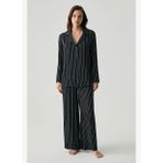 Viskon saten dokulu çizgili pijama takımı
