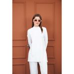 Viskon Tunik ve Pantolon Takım-Beyaz - 3XL