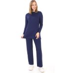 Viskon Tunik ve Pantolon Takım-Lacivert - 2XL