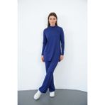 Viskon Tunik ve Pantolon Takım-Lacivert - 4XL