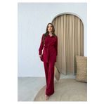 Viskosa Kuşaklı Düğmeli Tunik Pantolon İkili Takım