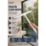 VİSLUNA 360 Derece Döner Başlık Çekçekli Cam Silme Mopu İz Bırakmaz Cam Temizleyici Araç Camı, Banyo, Fayans, Pencere İçin