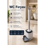 Visluna Hijyenik Silikon Tuvalet Klozet Temizleme Fırçası Şık Tasarım Koku Önleyici Hızlı Kuruyan Hazneli Wc Fırçası Banyo Temizlik Aparatı - Gri