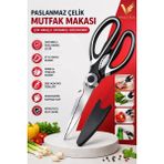 Visluna Mutfak Makası Paslanmaz Çelik Çok Amaçlı | Et, Tavuk, Sebze Kesimi + Şişe Açacağı Özellikli - 1
