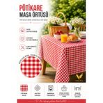 Visluna Pötikare Masa Örtüsü 150X150 cm – Piknik & Sofra Bezi, Kolay Temizlenir - Kırmızı - Beyaz - 150 x 150 cm