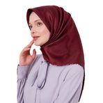 Vişne Benekli Twill İpek Eşarp