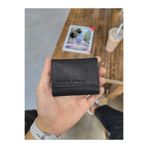Visso leather Visso 660 Captain Black Siyah Düz Italyan Hakiki Deri Akordeon Deri Kredi Kartlık Deri Cüzdan Çanta