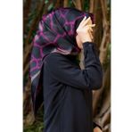 Vissona 0026-0001 Tivil İpek Mürdüm Siyah Eşarp
