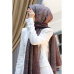 Vissona % 100 İpek Damask Desenli Bakır Renkli 90x210 Şal