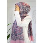 Vissona %100 İpek Etnik Desenli Pembe Renkli 92x210 Şal