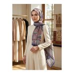 Vissona %100 İPEK ETRO DESENLİ LACİVERT - TURUNCU RENKLİ ŞAL