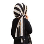 VISSONA % 100 İPEK FRESH ŞAL SİYAH/BEYAZ 90x200