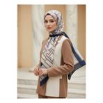 Vissona 100% İPEK KEMER DESENLİ BEBE MAVİSİ - PUDRA RENKLİ ŞAL