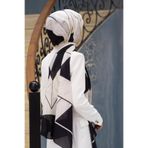 Vissona 100% İPEK MERMER DESENLİ SİYAH - KREM RENKLİ ŞAL