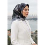 Vissona %100 Twill İpek Batik Desenli Zümrüt Yeşili - Mint Yeşili Renkli 90x90 Eşarp Dikim Şekli : El Dikişi