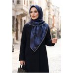Vissona 100% Twill İpek Çiçek Desenli Lacivert Renkli 90x90 Dikim Şekli : El Dikişi Eşarp