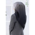Vissona %100 Twill Ipek Degrade Desenli Siyah - Gri Renkli 90X90 Eşarp Dikim Şekli : El Dikişi