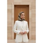 Vissona %100 Twill İpek Ekose Desenli Gold - Siyah Renkli 90x90 Eşarp Dikim Şekli : El Dikişi