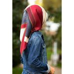 Vissona %100 Twill İpek Geometrik Desenli Bordo - Siyah Renkli 90x90 Eşarp Dikim Şekli : El Dikişi