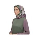 Vissona %100 Twill İpek Geometrik Desenli Gül Kurusu - Haki Renkli 90x90 Eşarp Dikim Şekli : El Dikişi