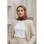 Vissona %100 Twill İpek Mermer Desenli Taba Renkli 90x90 Eşarp Dikim Şekli : El Dikişi