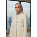 Vissona %100 Twill İpek Minik V Desenli Bej Renkli 90x90 Eşarp Dikim Şekli : El Dikişi
