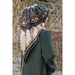 Vissona %100 Twill İpek Şal Desenli Siyah - Zümrüt Yeşili Renkli 90x90 Eşarp Dikim Şekli : El Dikişi