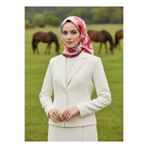 Vissona %100 Twill İpek Sulu Boya Çiçek Desenli Kırmızı - Fuşya Renkli 90x90 Eşarp Dikim Şekli : El Dikişi