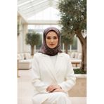 Vissona % 57 İpek % 43 Viskon Twill İpek Degradeli Yaprak Desenli Bej Renkli 90x90 Eşarp Dikim Şekli : El D
