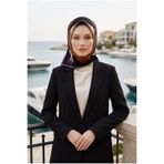 Vissona % 57 İPEK % 43 VİSKON Twill İpek Ekose Desenli Taba - Siyah Renkli 90x90 Eşarp Dikim Şekli : El Diki